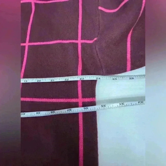 NWT Loft windowpane mock neck tunic sweater in windsor wine sz XL burgundy pink - Picture 5 of 9